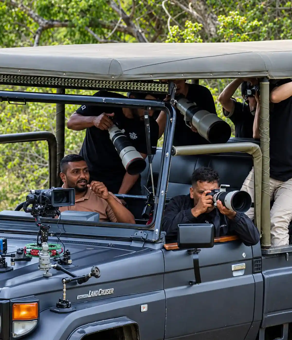Wildlife photographers on a photographic safari in Yala, Sri Lanka